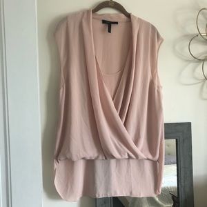 BCBG Max Azria Soft Pink Drape Front Blouse